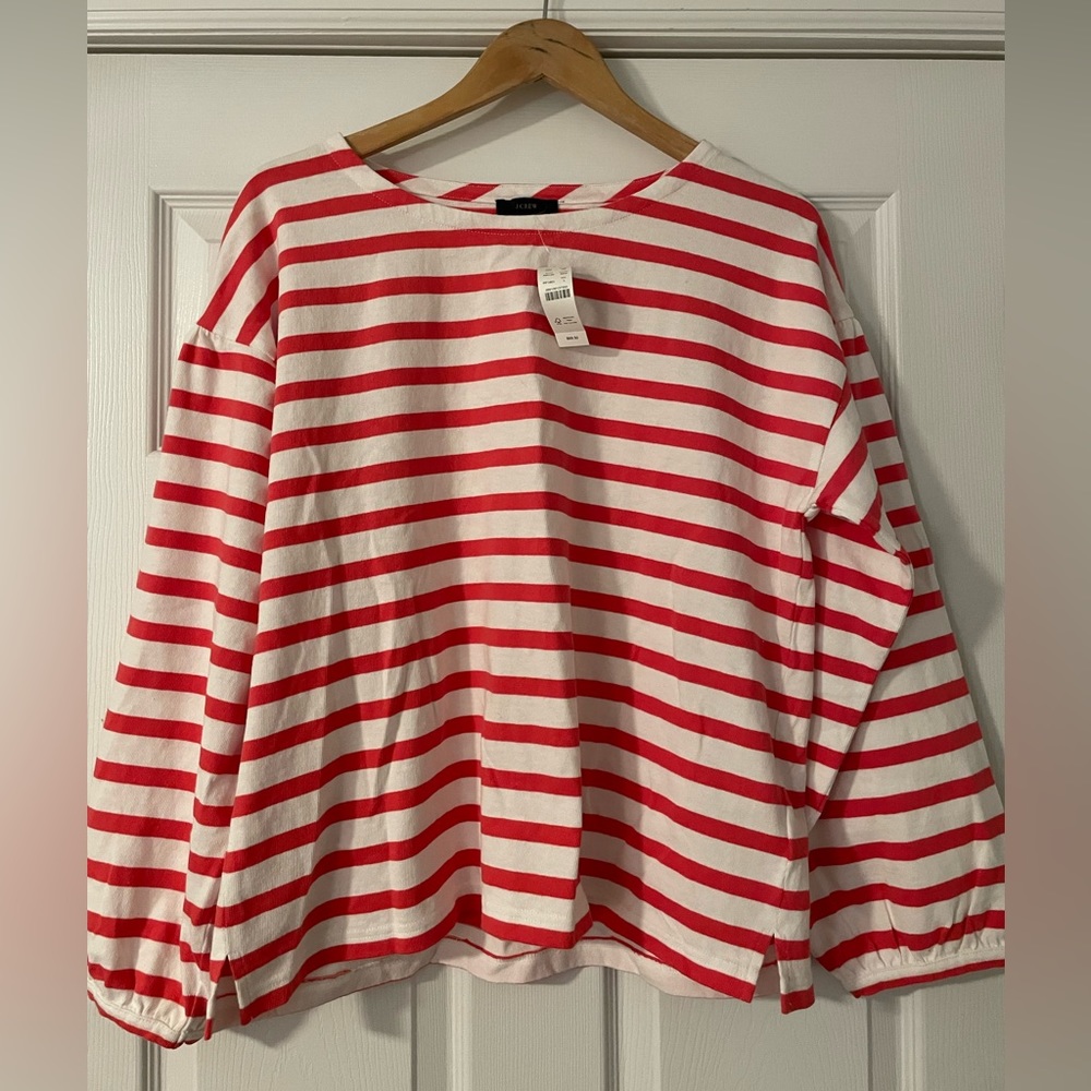 J. Crew Mariner Cloth Puff Sleeve Top sz Large